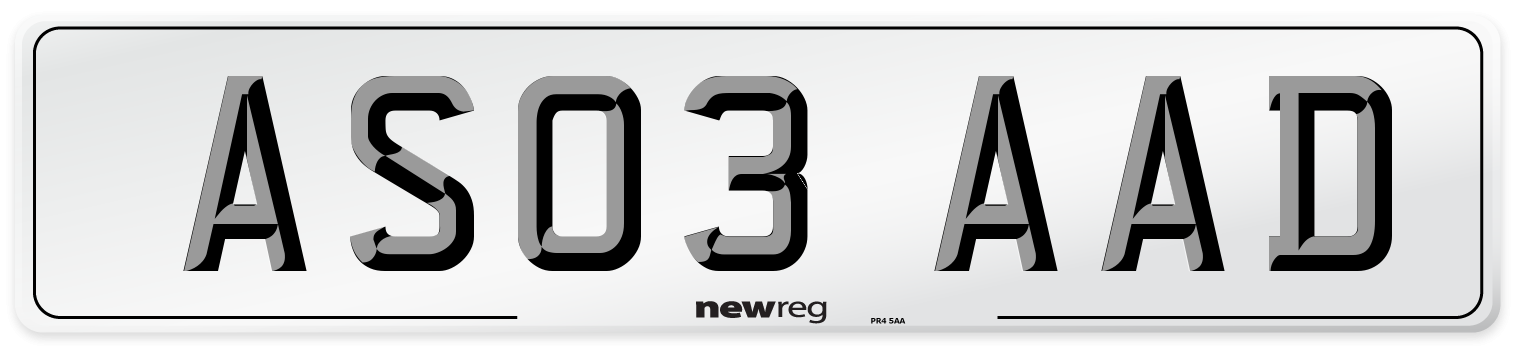 AS03 AAD Number Plate from New Reg
